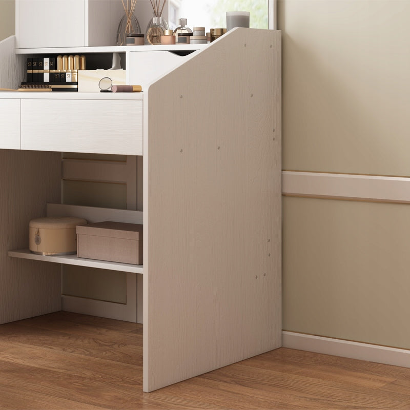 DRESSING TABLE WITH MIRROR WHITE FOR GLAMOUR MAKEUP WITH DRAWERS SCANDINAVIAN STYLE Furniture height 130 cm