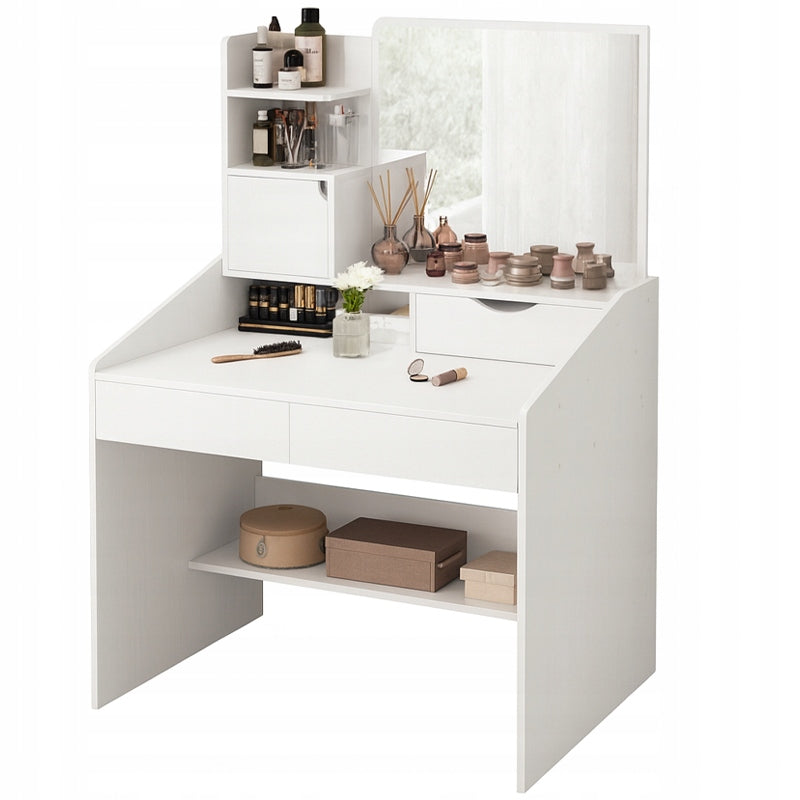 DRESSING TABLE WITH MIRROR WHITE FOR GLAMOUR MAKEUP WITH DRAWERS SCANDINAVIAN STYLE