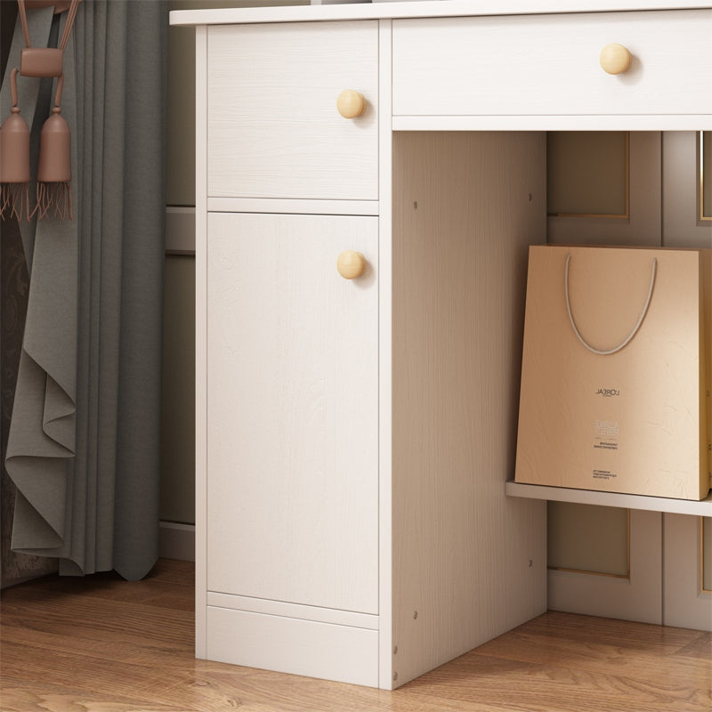 DRESSING TABLE WITH MIRROR WITH DRAWERS WHITE FOR MAKEUP GLAMOUR SCANDINAVIAN STYLE Furniture height 125 cm