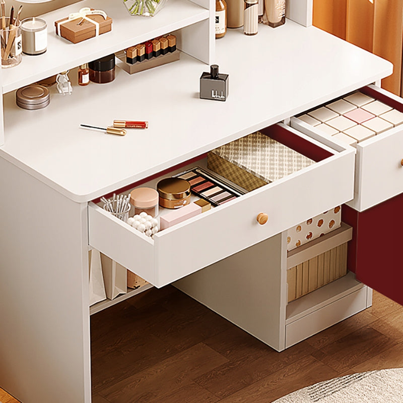 DRESSING TABLE WITH MIRROR WITH DRAWERS WHITE MAKEUP GLAMOUR SCANDINAVIAN 100 CM Brand Rebiko