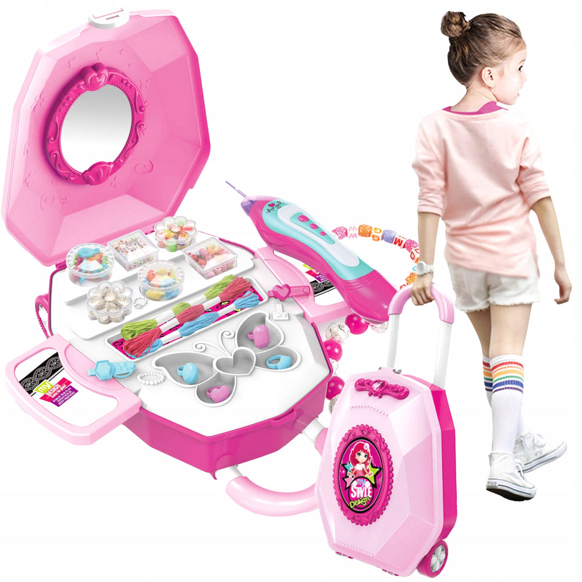 DRESSING TABLE for girls JEWELRY HAIR BRAID 2IN1 SUITCASE