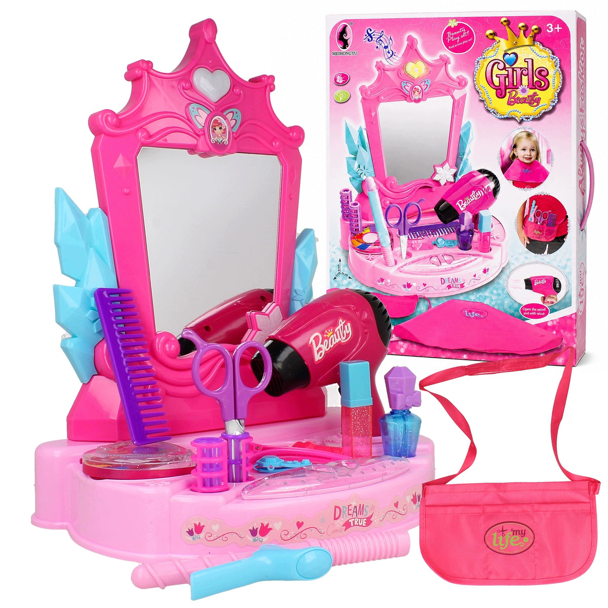 DRESSING TABLE for girls ON DESK Set Hairdressing Battery Dryer
