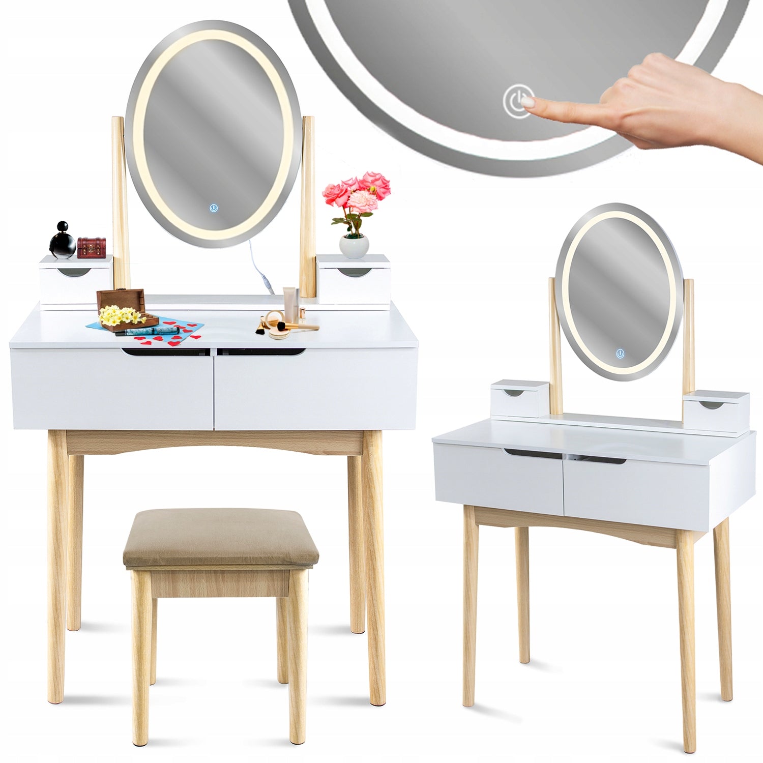 DRESSING TABLE with mirror LED cosmetic Scandinavian