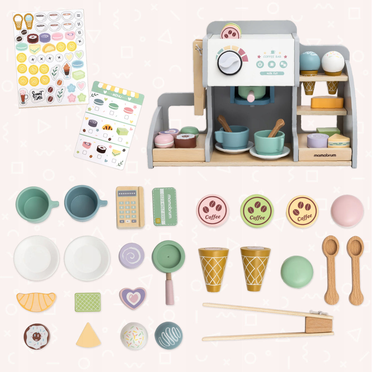 DREWNIANA KAWIARNIA MAMABRUM – NAJLEPSZY ZESTAW LODZIARNIA 76 EL! Manufacturer code MAM230 ICE CREAM SET