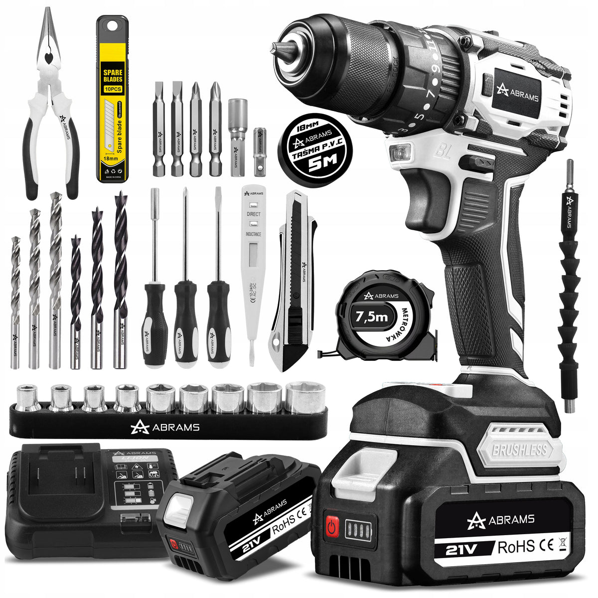 DRILL BRUSHLESS IMPACT SCREWDRIVER CORDLESS SET STRONG AKU 4A