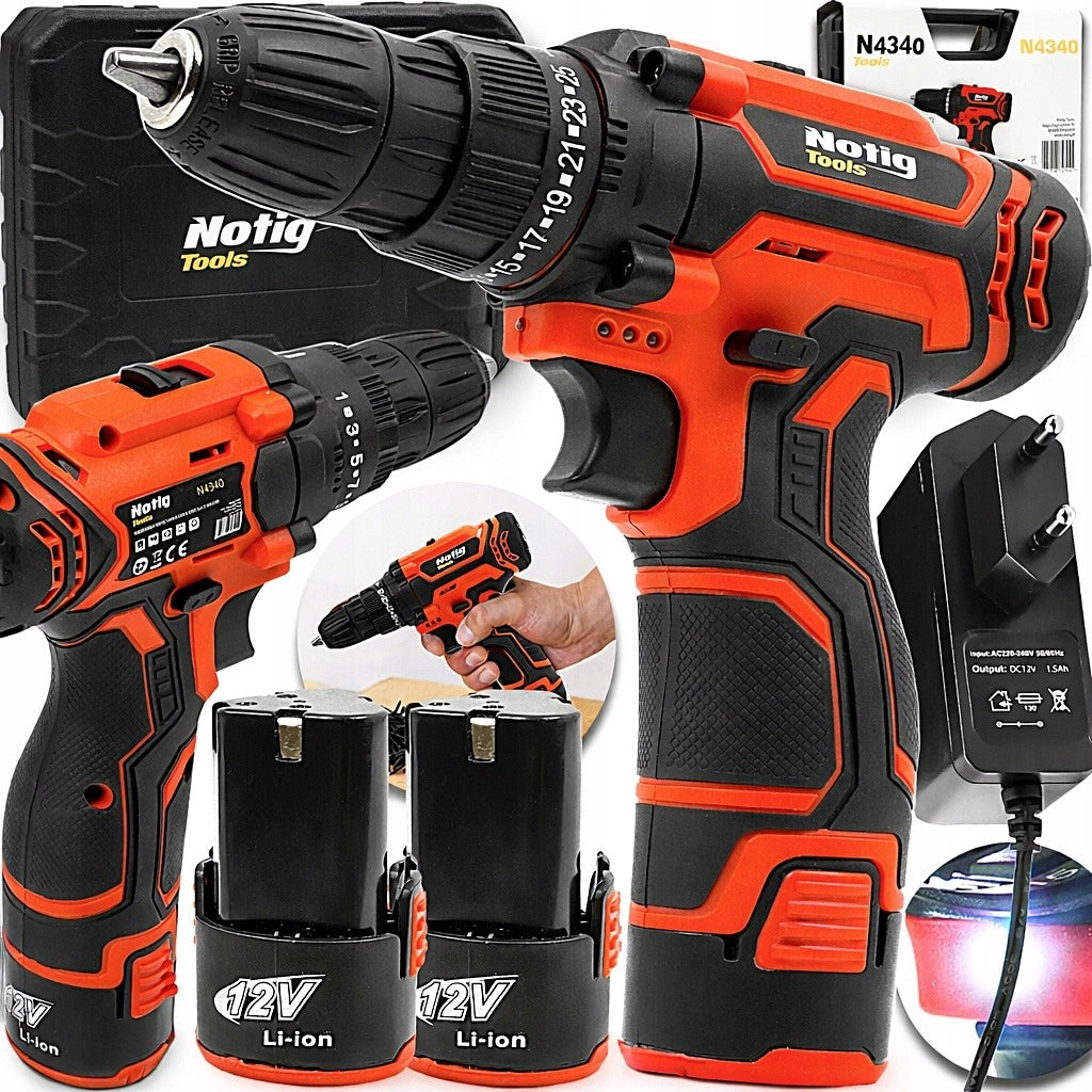 DRILL CORDLESS 12V Li-Lon 2x AKU 2 BATTERIES CHARGER