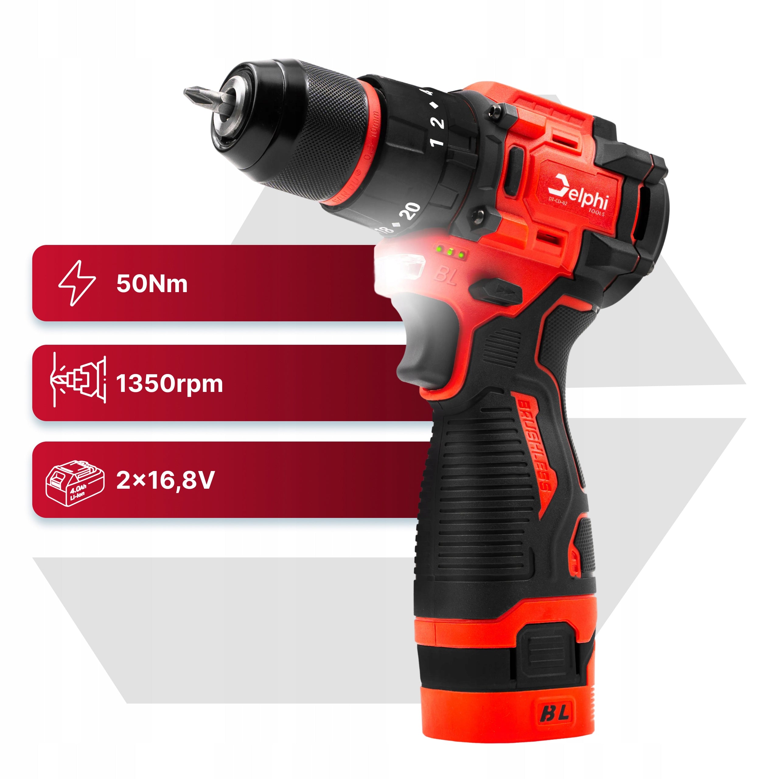DRILL CORDLESS BRUSHLESS IMPACT SCREWDRIVER STRONG 2xAKU SCREWDRIVER Packaging status original