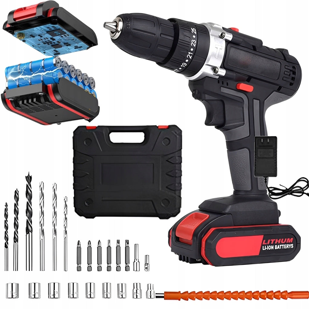 DRILL CORDLESS IMPACT DRIVER 21V METAL DRILL AKU1.3mAh