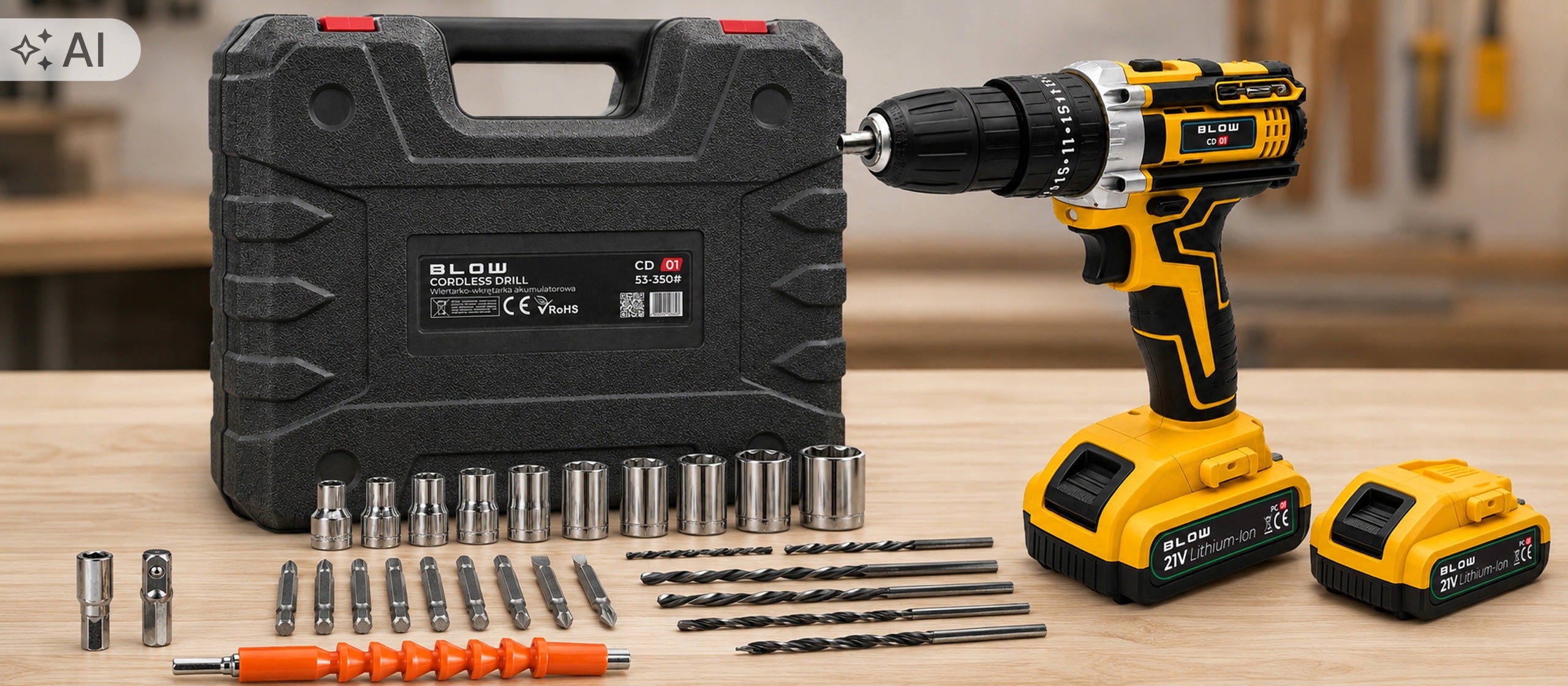 DRILL CORDLESS IMPACT DRIVER 2X AKU 21V SUITCASE BITS DRILL Packaging status original