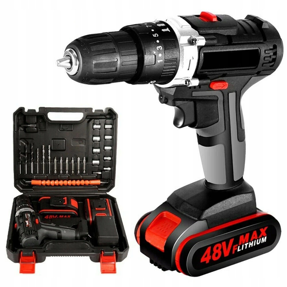 DRILL CORDLESS IMPACT DRIVER 2xAKU 48V SCREWDRIVER BITS