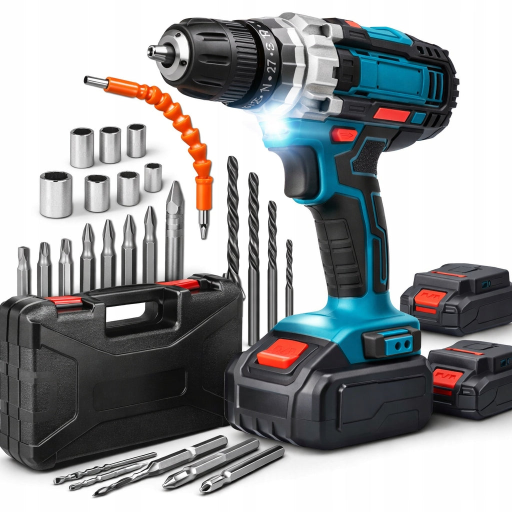 DRILL CORDLESS IMPACT DRIVER SCREWDRIVER 2X AKU 21V SET SUITCASE