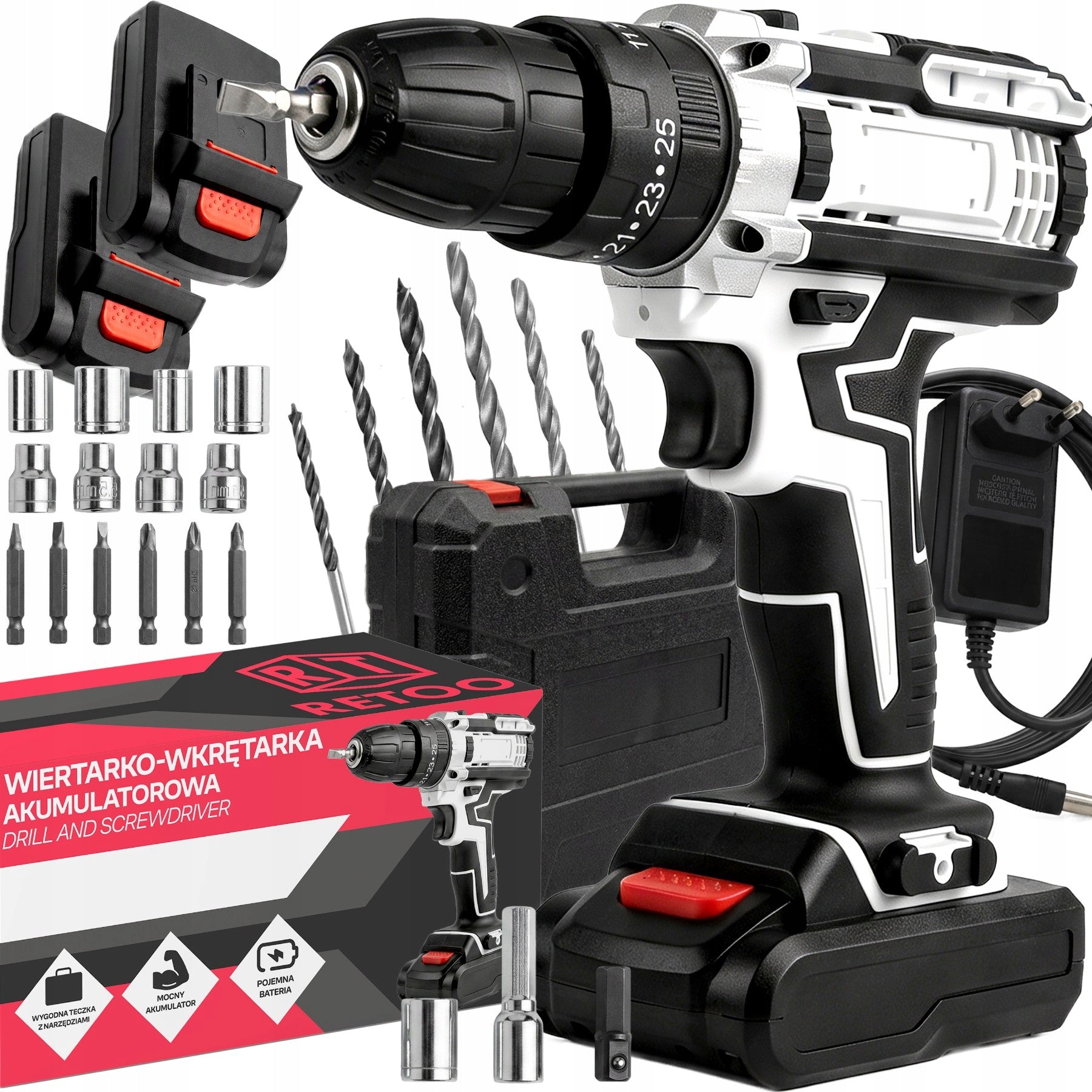 DRILL CORDLESS LED IMPACT SCREWDRIVER 2X AKU 21V CASE EFFICIENT