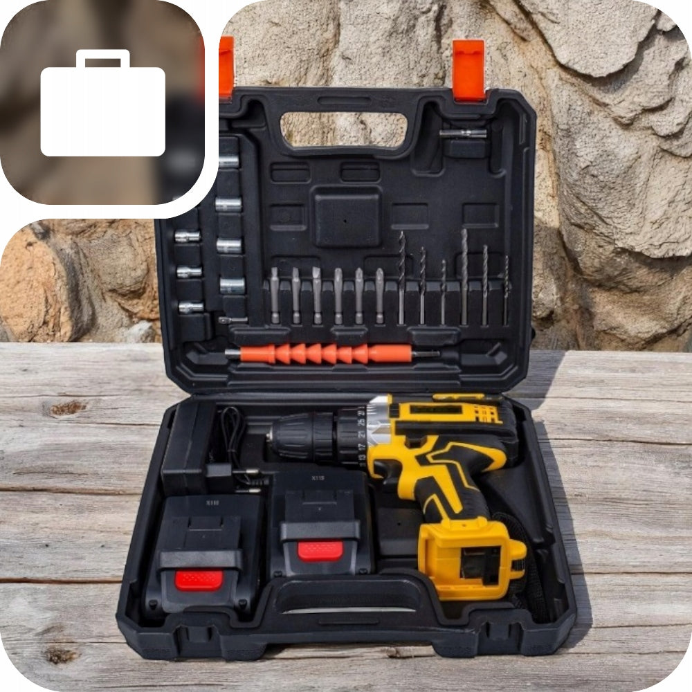 DRILL CORDLESS SCREWDRIVER 21V 2xAKU SUITCASE BITS CAPS SET Packaging status original