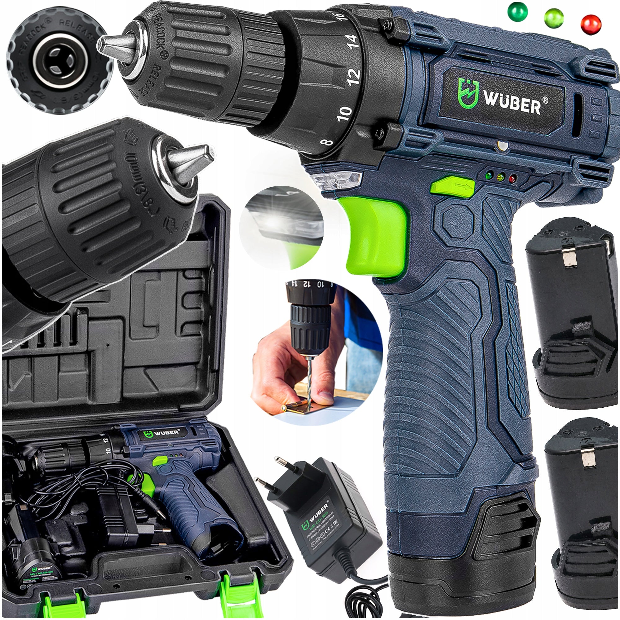 DRILL CORDLESS SCREWDRIVER LARGE SET 2X BATTERY + SUITCASE