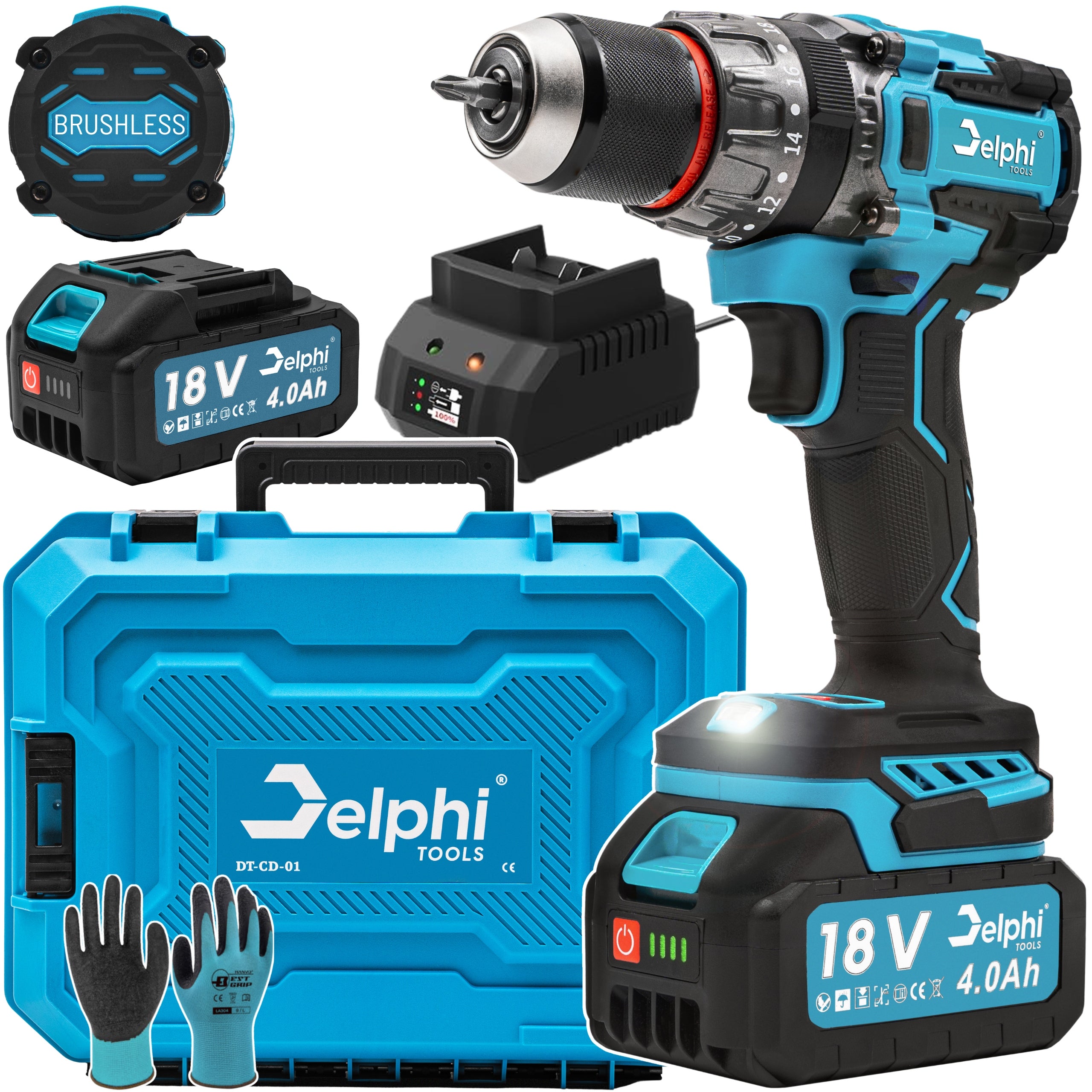 DRILL CORDLESS SCREWDRIVER PROFESSIONAL AKU 4 Ah 18V IMPACT STRONG