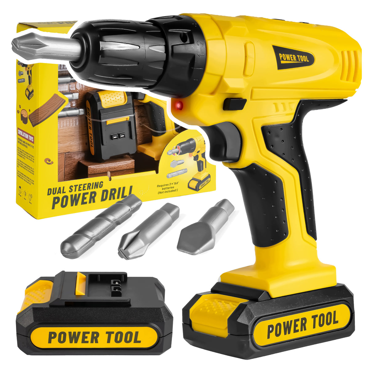 DRILL-DRIVER FOR CHILDREN DRILL WITH SOUND LIGHT 3 TIPS