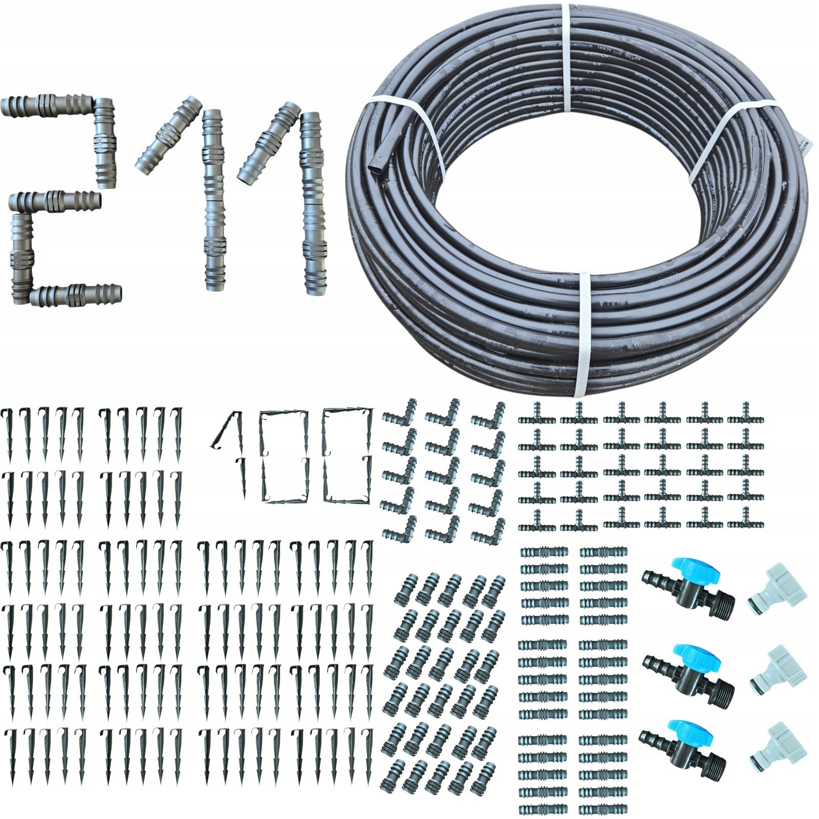 DRIP IRRIGATION KIT Drip line 100m BLACK pins 211 el