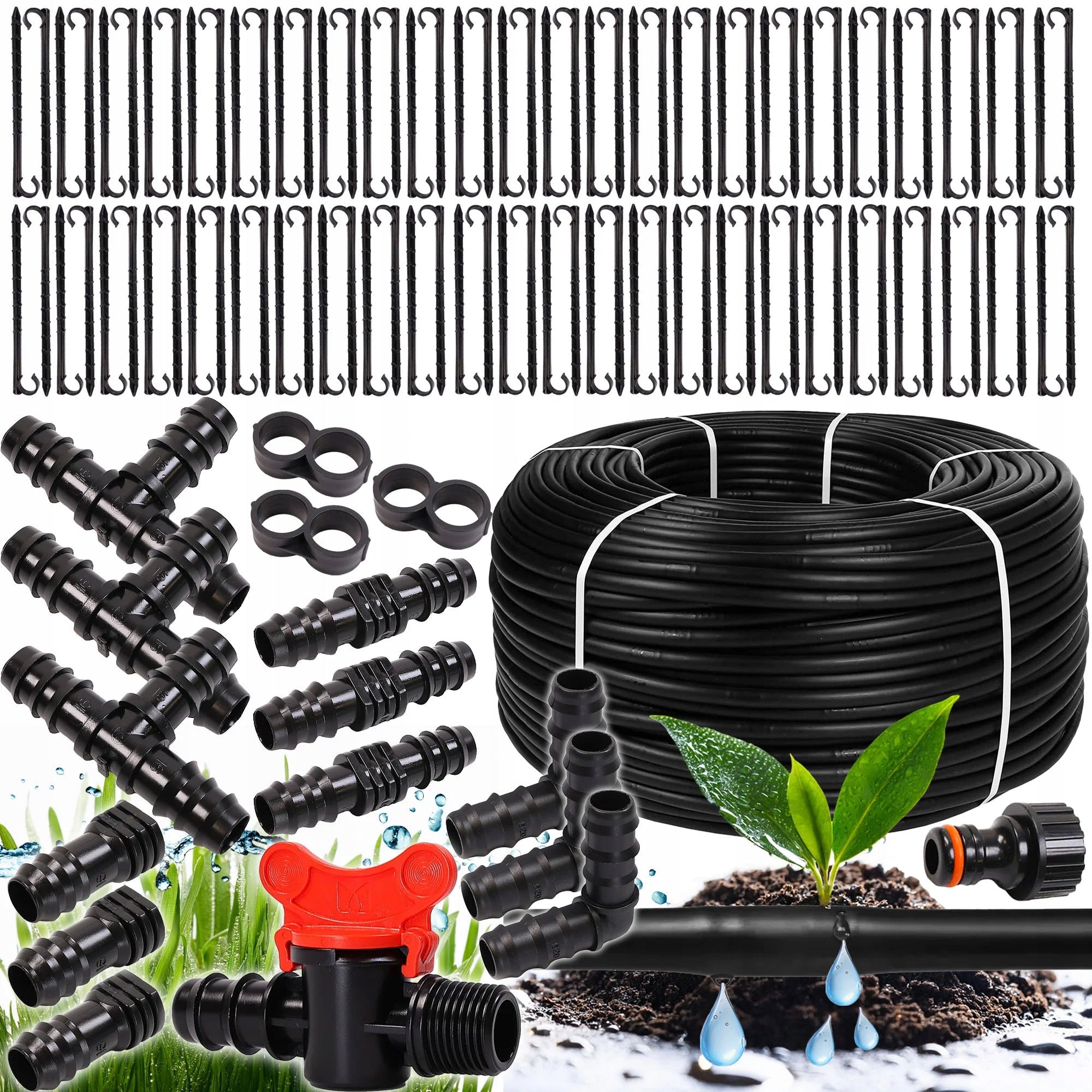 DRIP LINE 100M DRIP IRRIGATION DROPLET HOSE 188 ELEMENTS