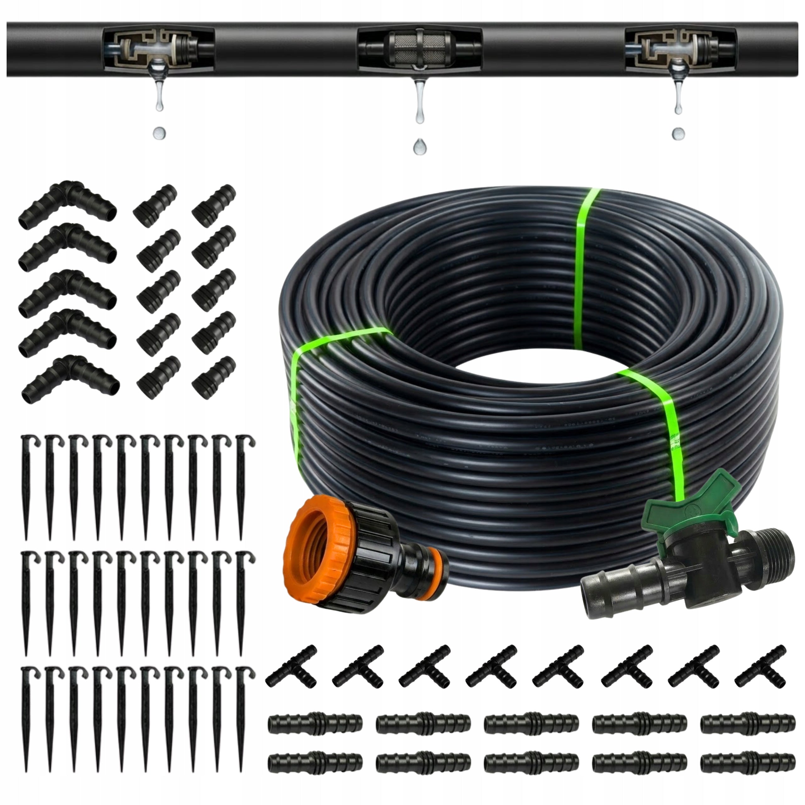 DRIP LINE 100m SET OF 137 ELEMENTS DRIP HYDRATION EFFICIENT