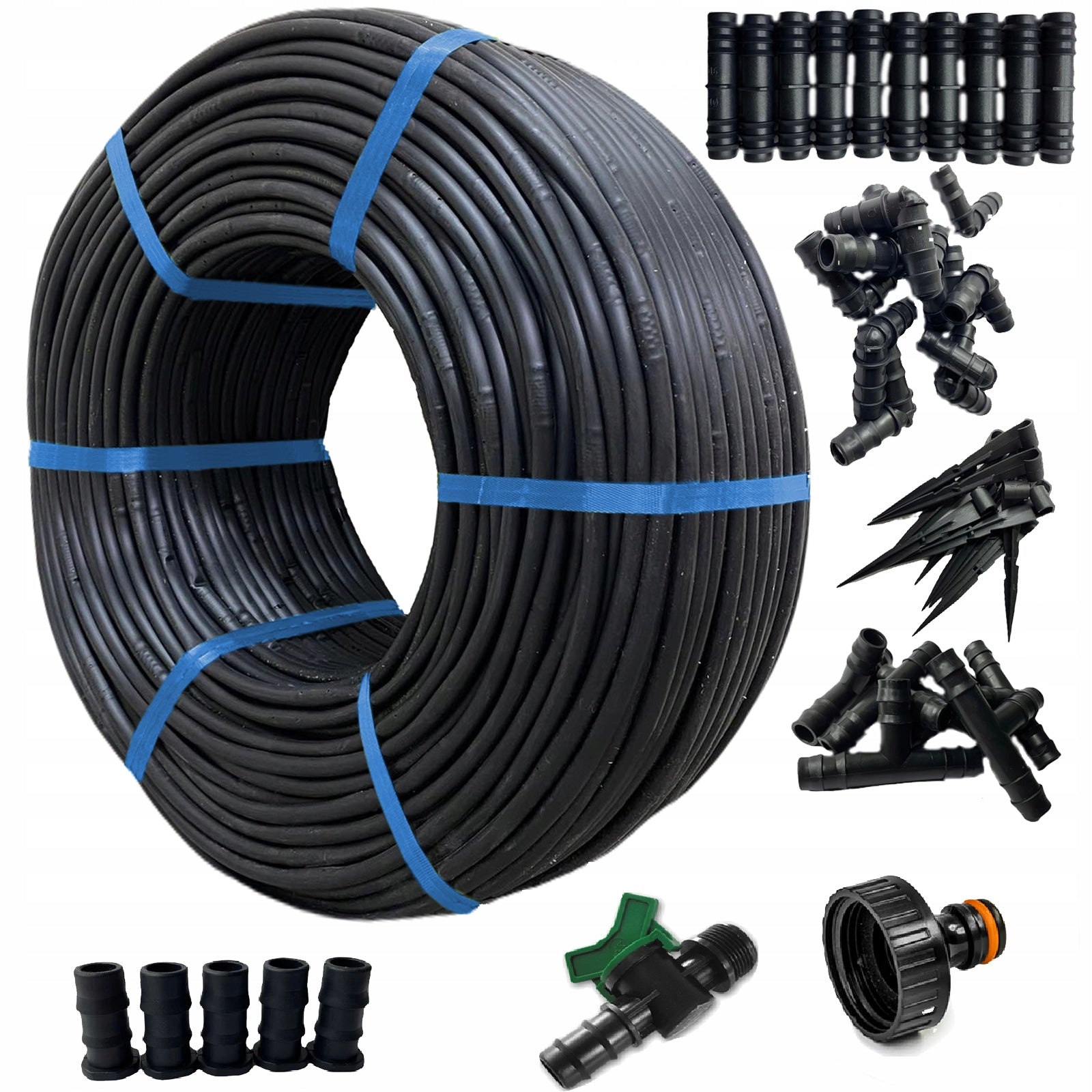 DRIP LINE DRIP IRRIGATION 100m +192 ELEMENTS DRIP HOSE Manufacturer code Nawadnianie Kropelkowe 100 m System