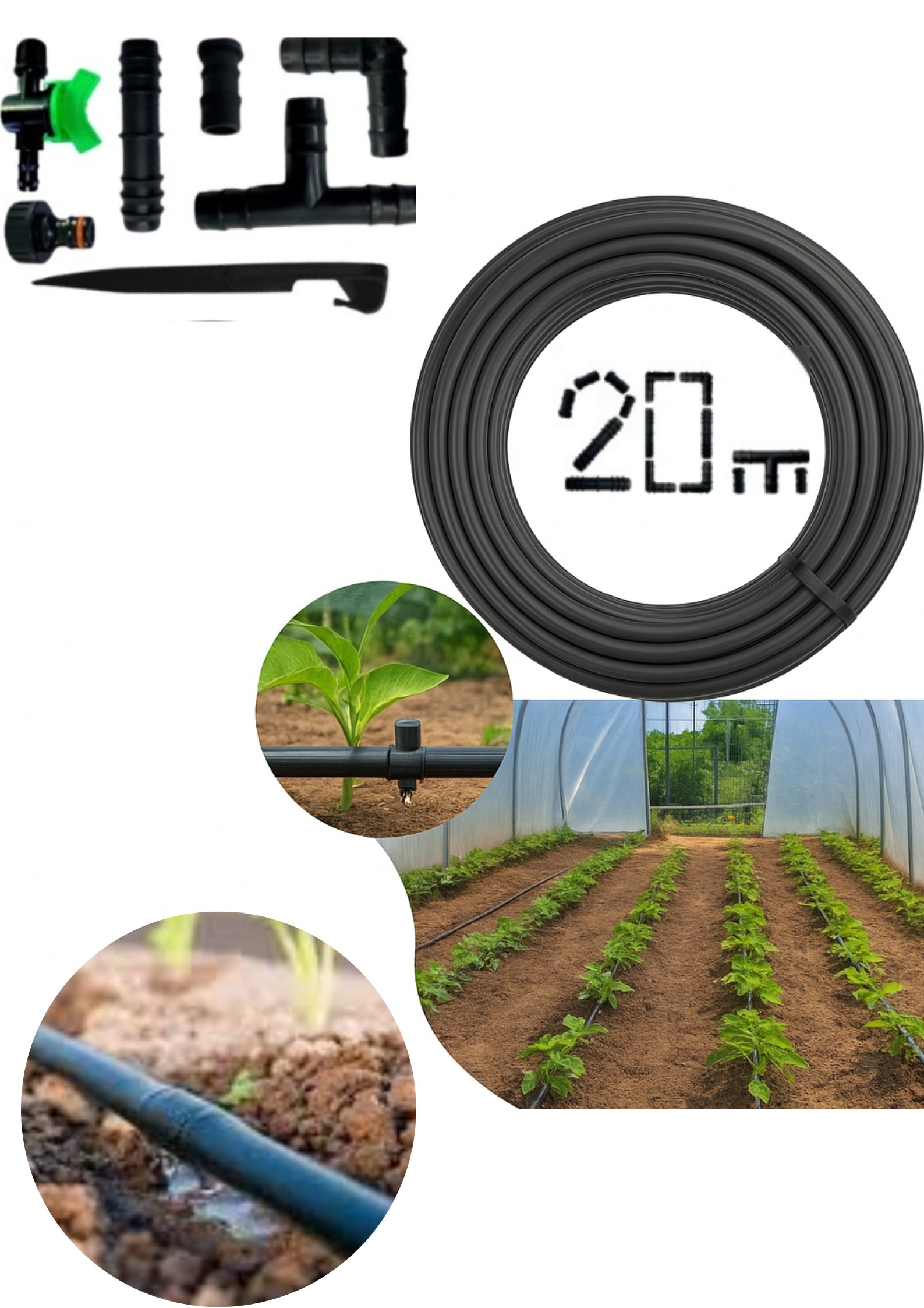 DRIP LINE IRRIGATION WATERING HOSE SET 20M+ 30EL. Packaging status original