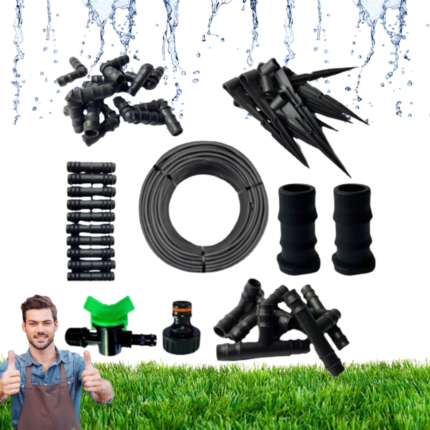 DRIP LINE IRRIGATION WATERING HOSE SET 20M+ 30EL.