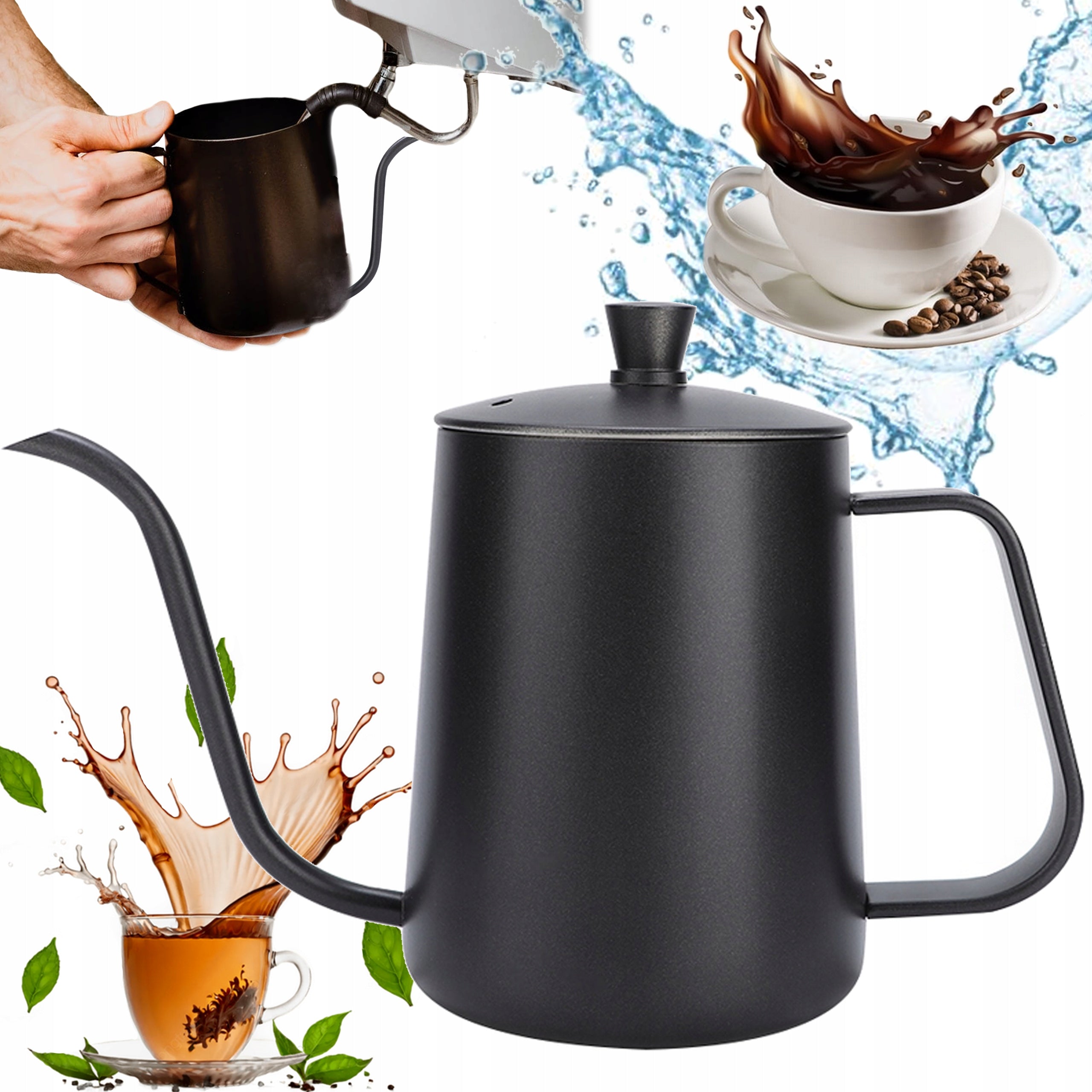 DRIPA COFFEE POT KETTLE WATERING CAN BARISTA GOOSENECK STEEL 600 ML
