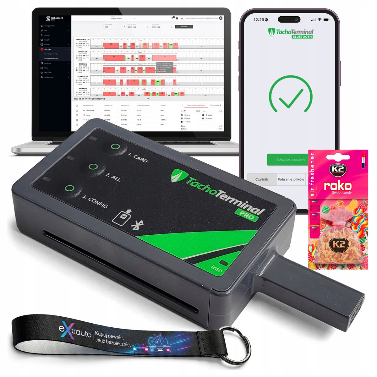 DRIVER AND TACHOGRAPH CARD READER TACHOTERMINAL Pro 3 + lanyard + fragrance