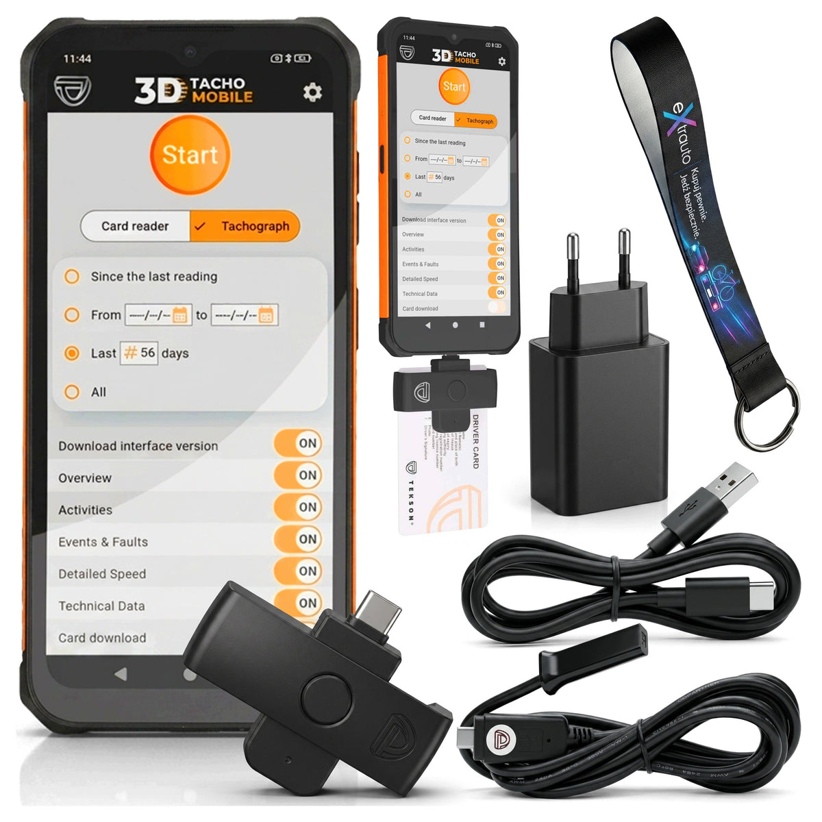 DRIVER CARD READER SMART 4.1 TEKSON 3D TACHO MOBILE + LANYARD