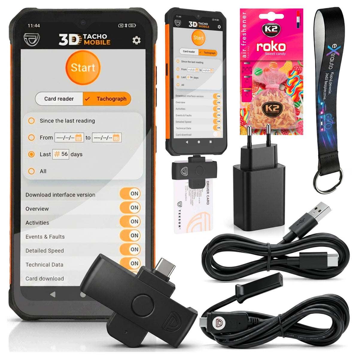 DRIVER CARD READER TEKSON 3D TACHO MOBILE + LANYARD + FRAGRANCE
