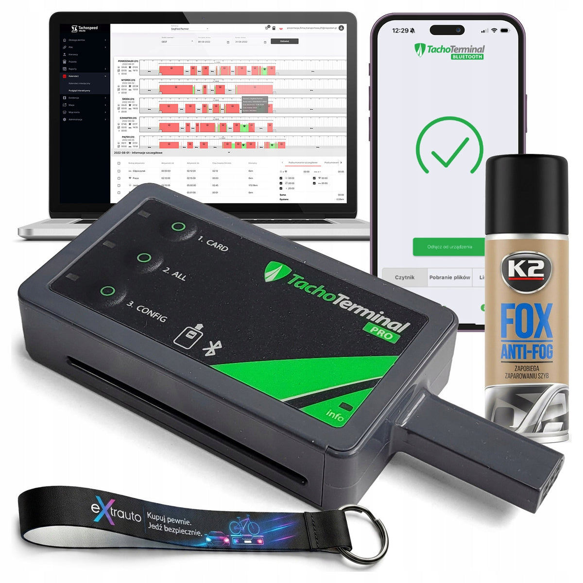 DRIVER TACHOGRAPH AND CARD READER TACHOTERMINAL Pro 3 + LANYARD + K2 FOX