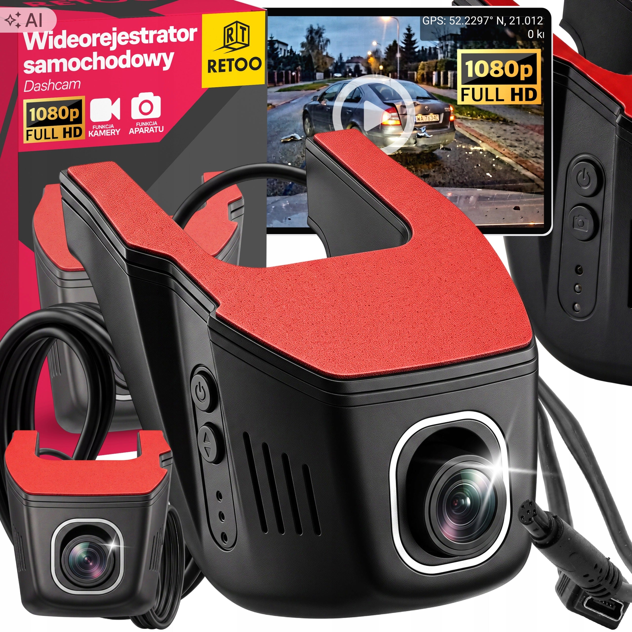 DRIVING VIDEO RECORDER CAR REVERSING CAMERA FULL HD VIDEO FRONT REAR Packaging status original