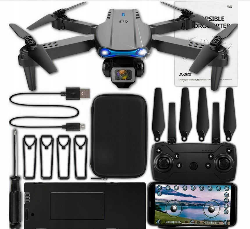 DRON E99 2x KAMERA 4K ZAWIS 200M Quadcopter WIFI+WALIZKA PILOT ETUI EAN (GTIN) 5906186300048