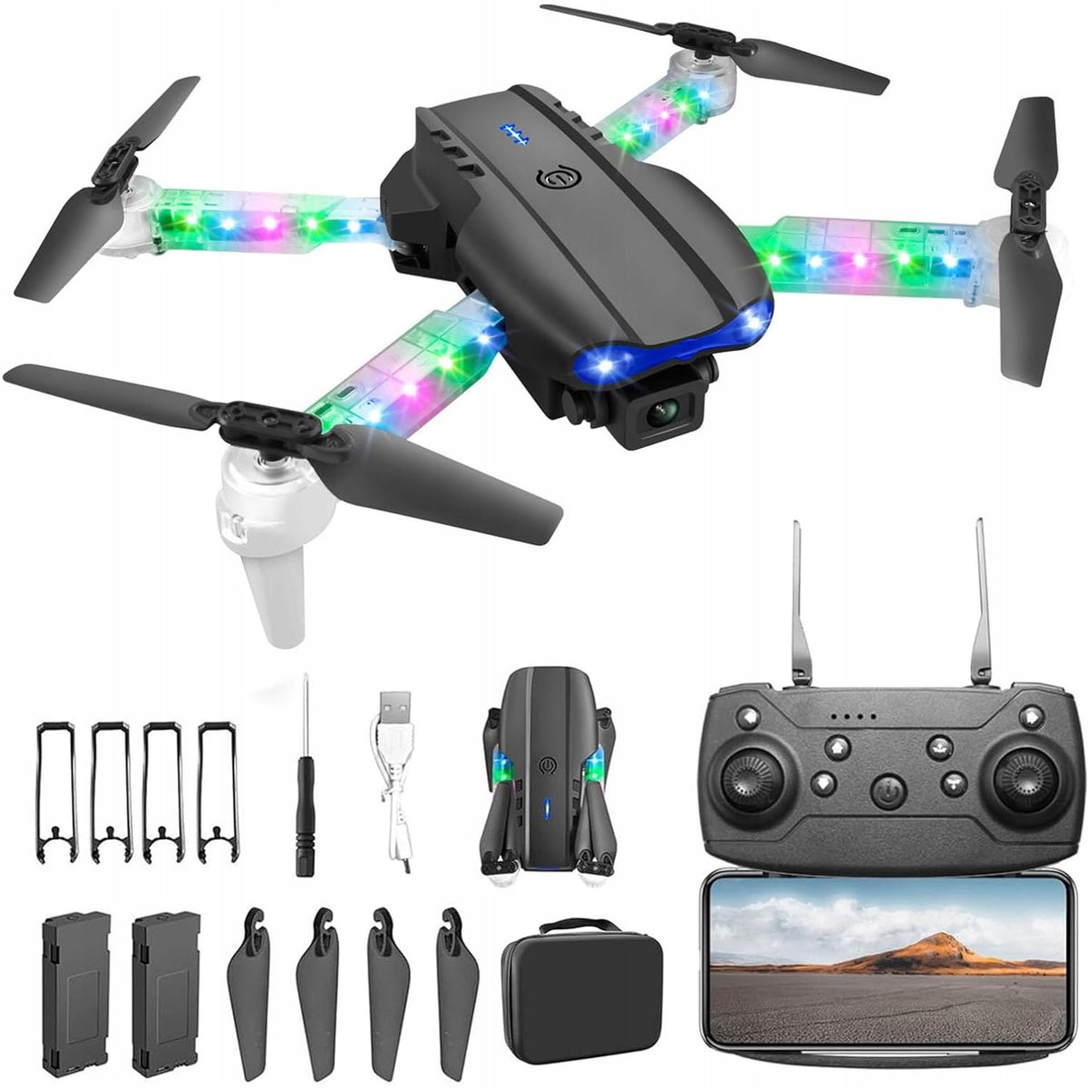 DRONE E99 2x CAMERA HOVER 500M AVOIDING OBSTACLES WIFI+CASE REMOTE CONTROL
