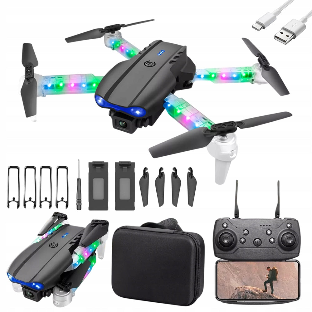 DRONE E99D 2x CAMERA HOVER WITH LED LIGHTING 100M WIFI + SUITCASE PILOT 2AKU