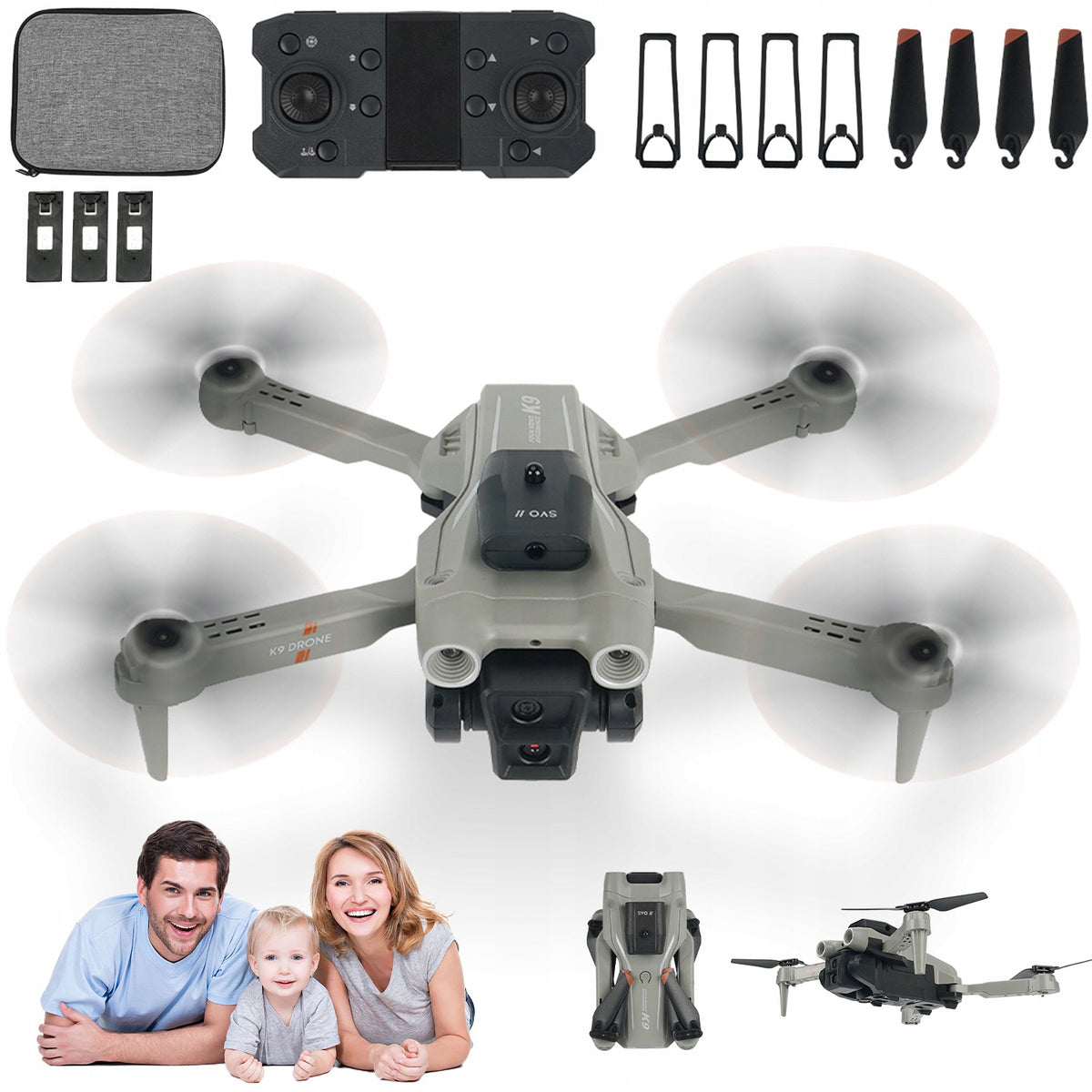 DRONE K9 WITH 3 BATTERIES 1800MAH FLIGHT TIME UP TO 45 MINUTES CHARGING 60 MIN