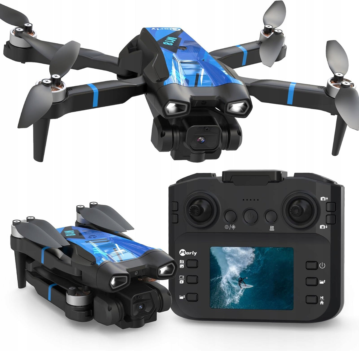 DRONE M18LCD 1080P, ADJUSTABLE 45° CAMERA, BRUSHLESS, FOLDABLE