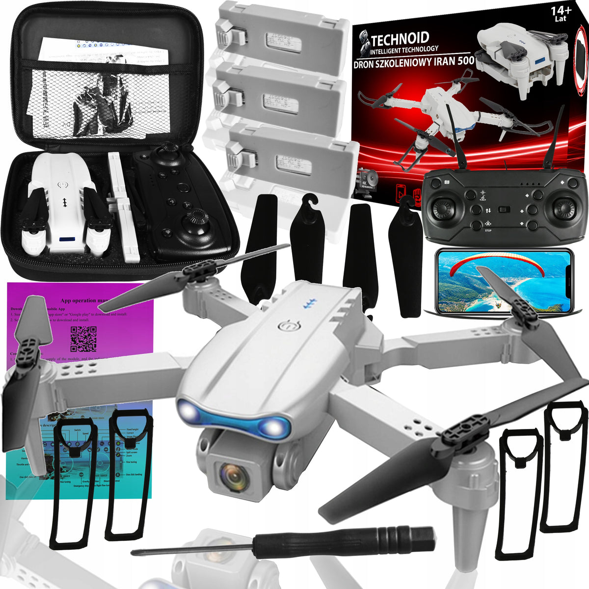 DRONE TECHNOID REMOTE CONTROLLED 3 AKU WIFI CAMERA 500M 45Min 40KM/h PREMIUM