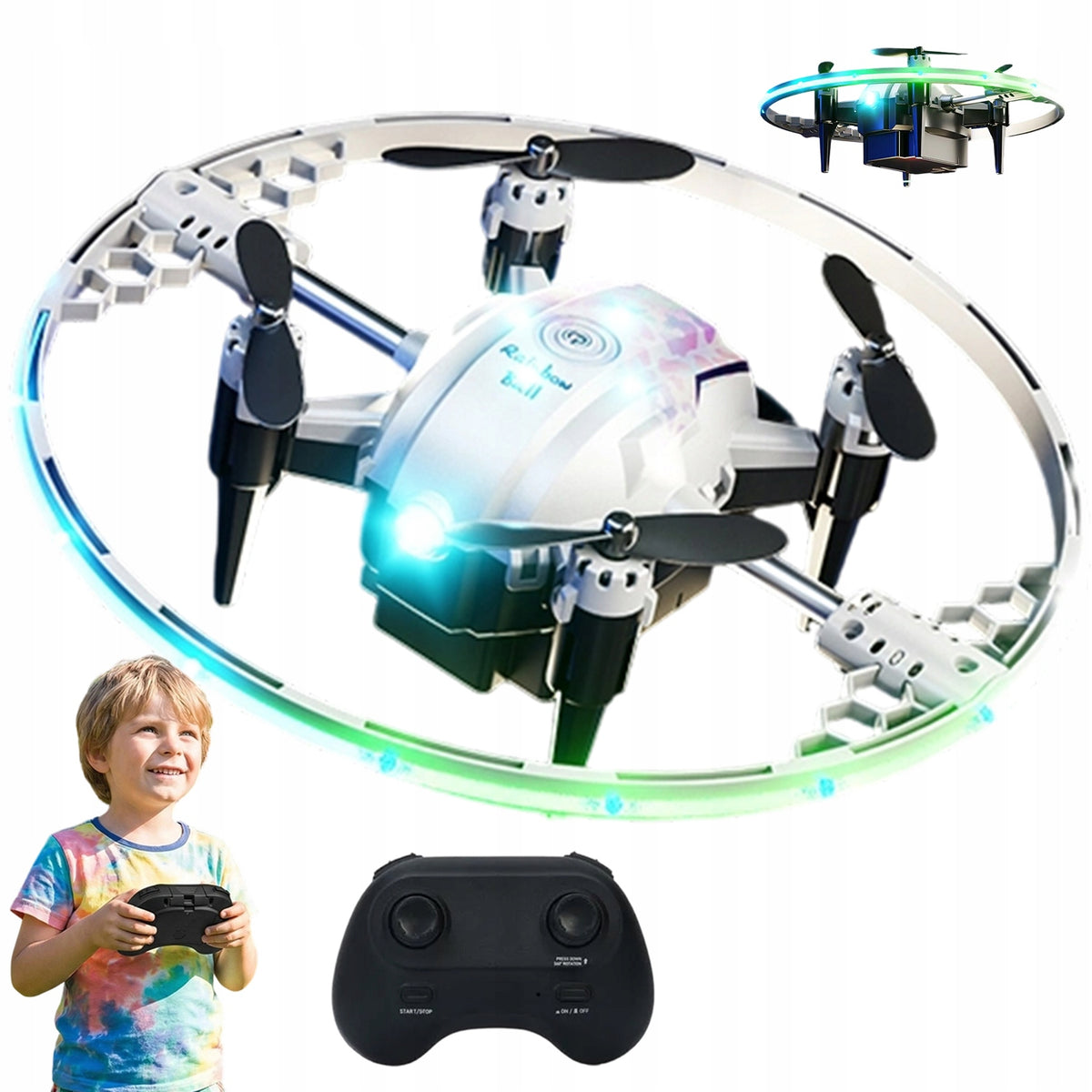 DRONE TOY AIR MANEUVERS LIGHTS RGB REMOTE CONTROL GIFT