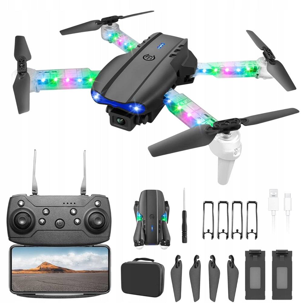 DRONE WITH 2 CAMERAS WITH ONE BUTTON START/LANDING COVER 2 BATTERIES