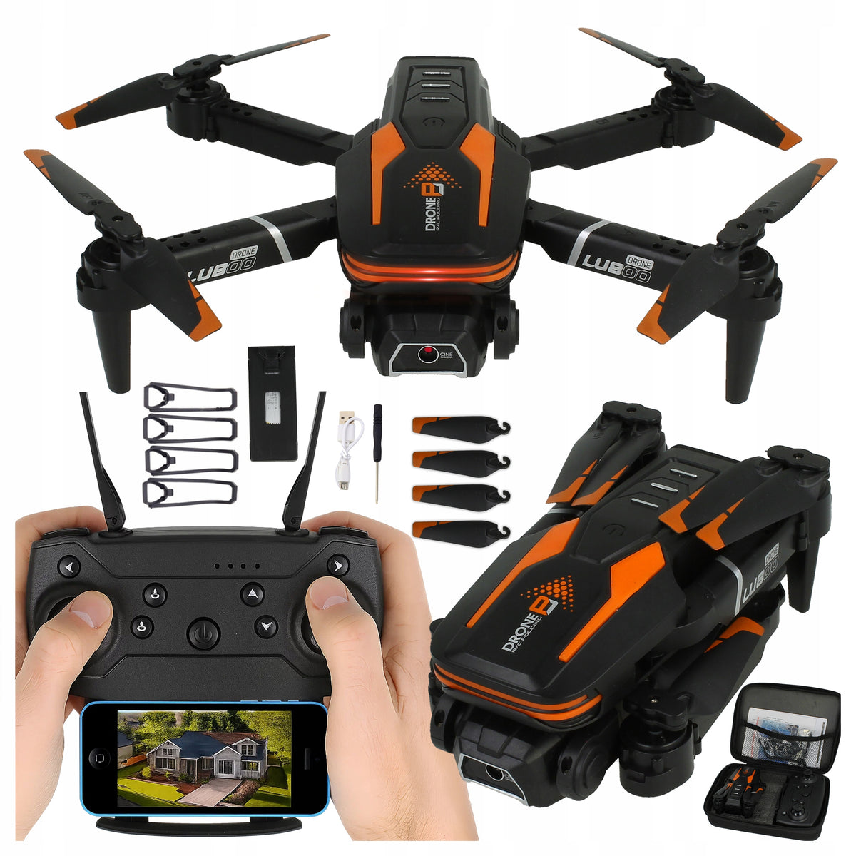 DRONE WITH CAMERA 2X WI-FI PHONE PREVIEW SPEED MODES HOVER LED COVER