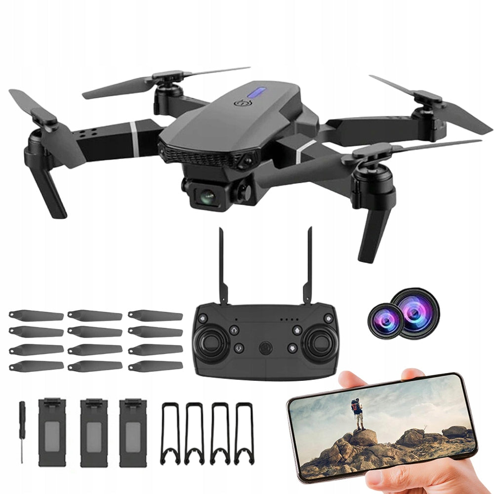 DRONE WITH CAMERA 4K FPV WI-FI 2.4GHZ 1800MAH 15MIN FLIGHT FOLDABLE 3 BATTERIES