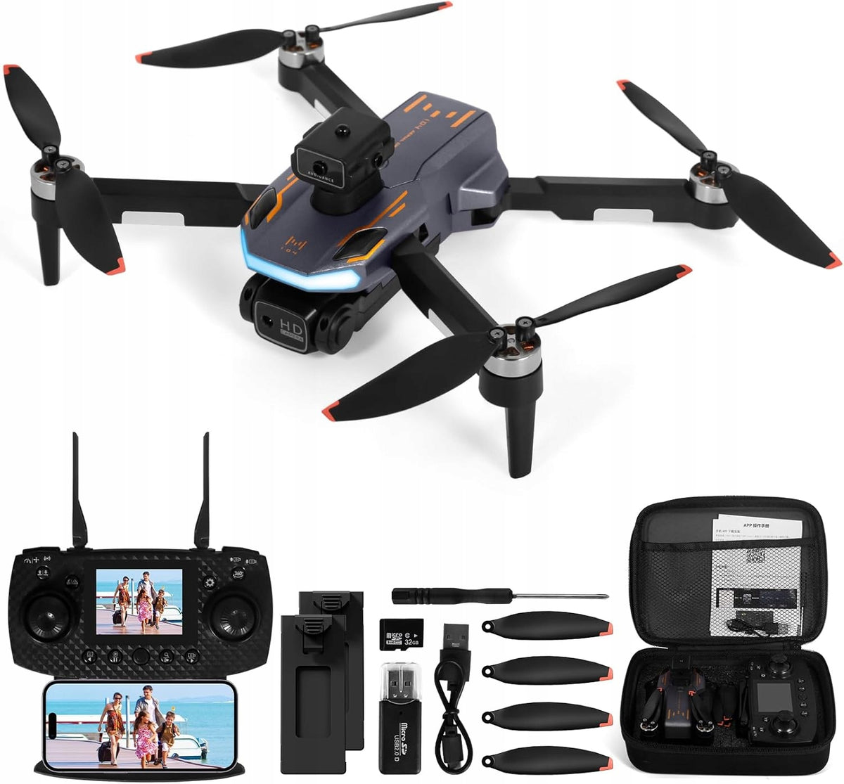 DRONE WITH CAMERA FPV LED FOLDING HEADLESS 3D FLIP