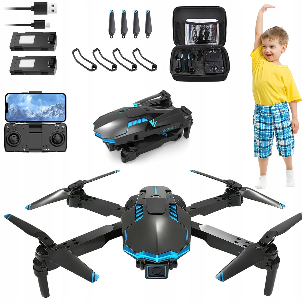 DRONE WITH CAMERAS AND 2 BATTERIES SPEED CONTROL 360 DEGREE ROTATION