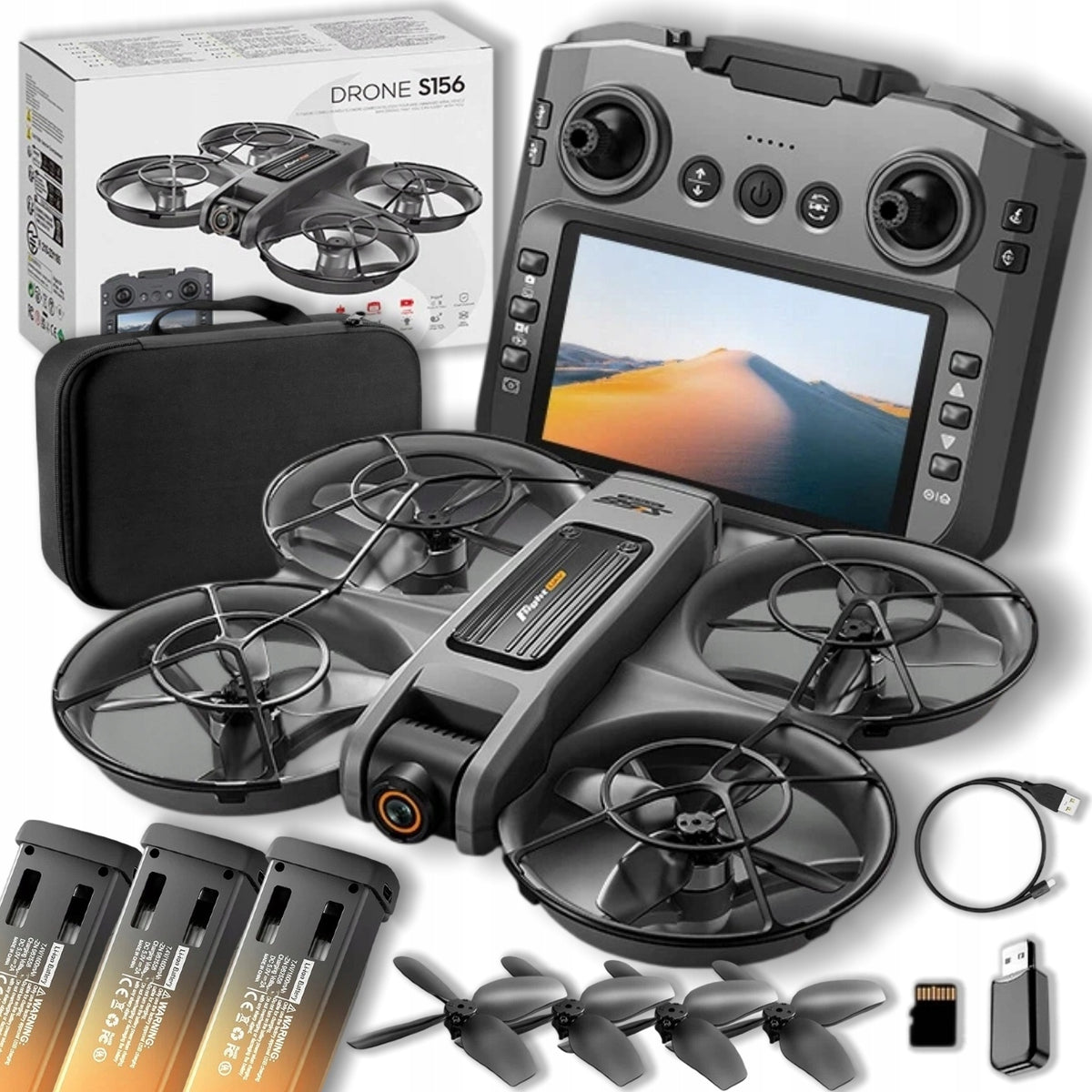 DRONE WITH HD CAMERA COVER 3 BATTERIES LCD SCREEN BRUSHLESS WIFI 145G