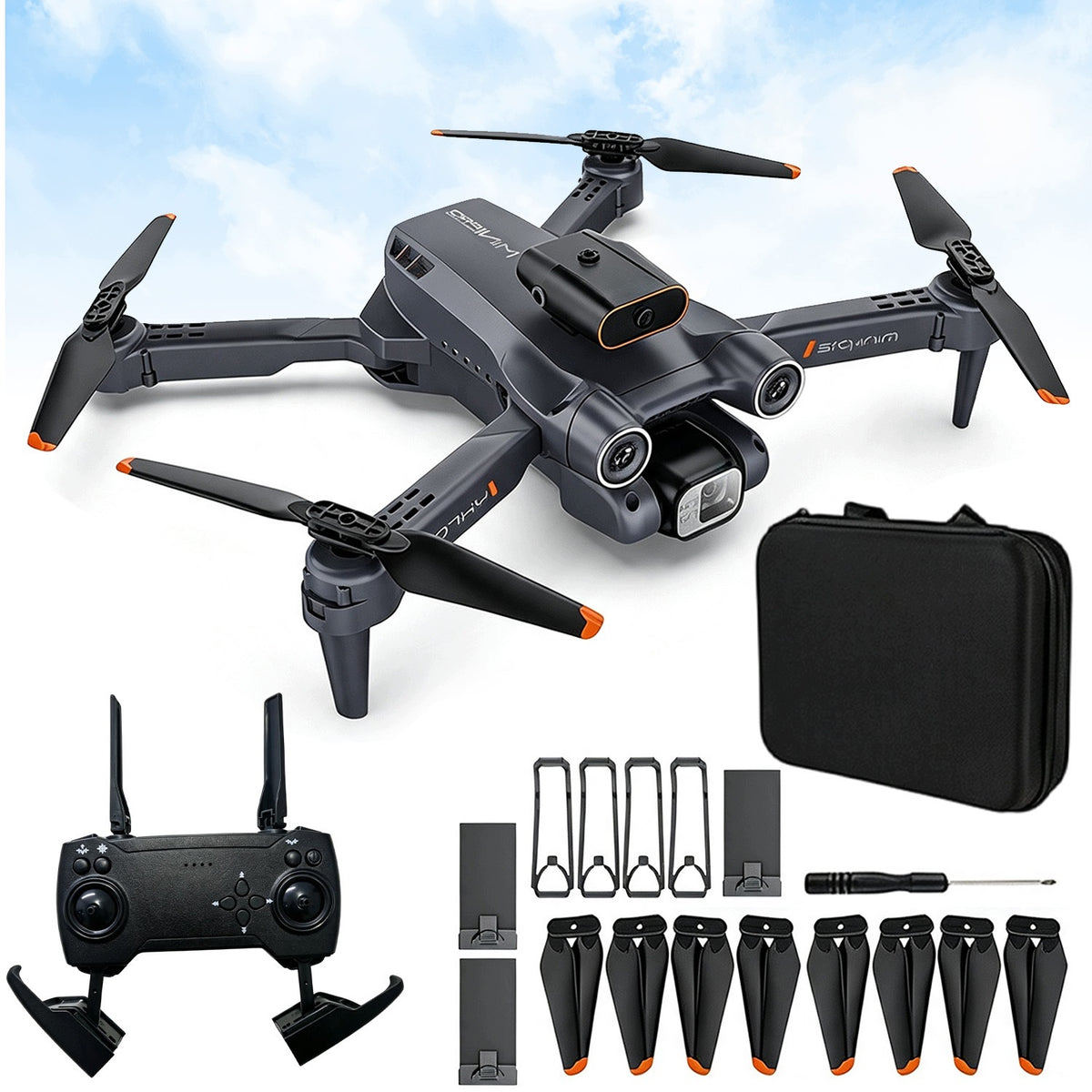 DRONE WITH TWO CAMERAS 720P FLIGHT 15MIN DISTANCE 150M PROPELLER GUARD GIFT