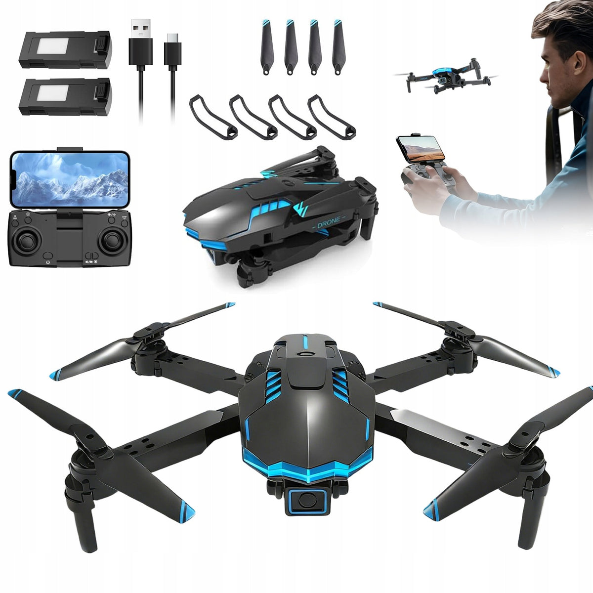 DRONE X6 PRO 1080P HD WIFI FPV CAMERA TWO BATTERIES PROPELLER GUARDS FOR KIDS