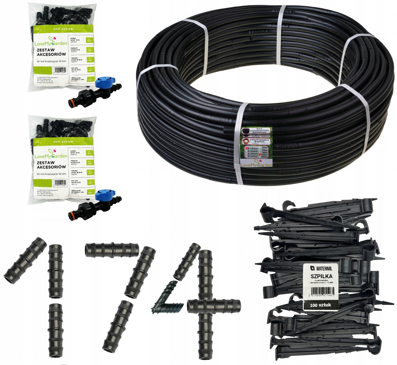 DROPLET LINE 100m 16mm EFFICIENT DRIP IRRIGATION HOSE SET XXL Brand LoveMyGarden