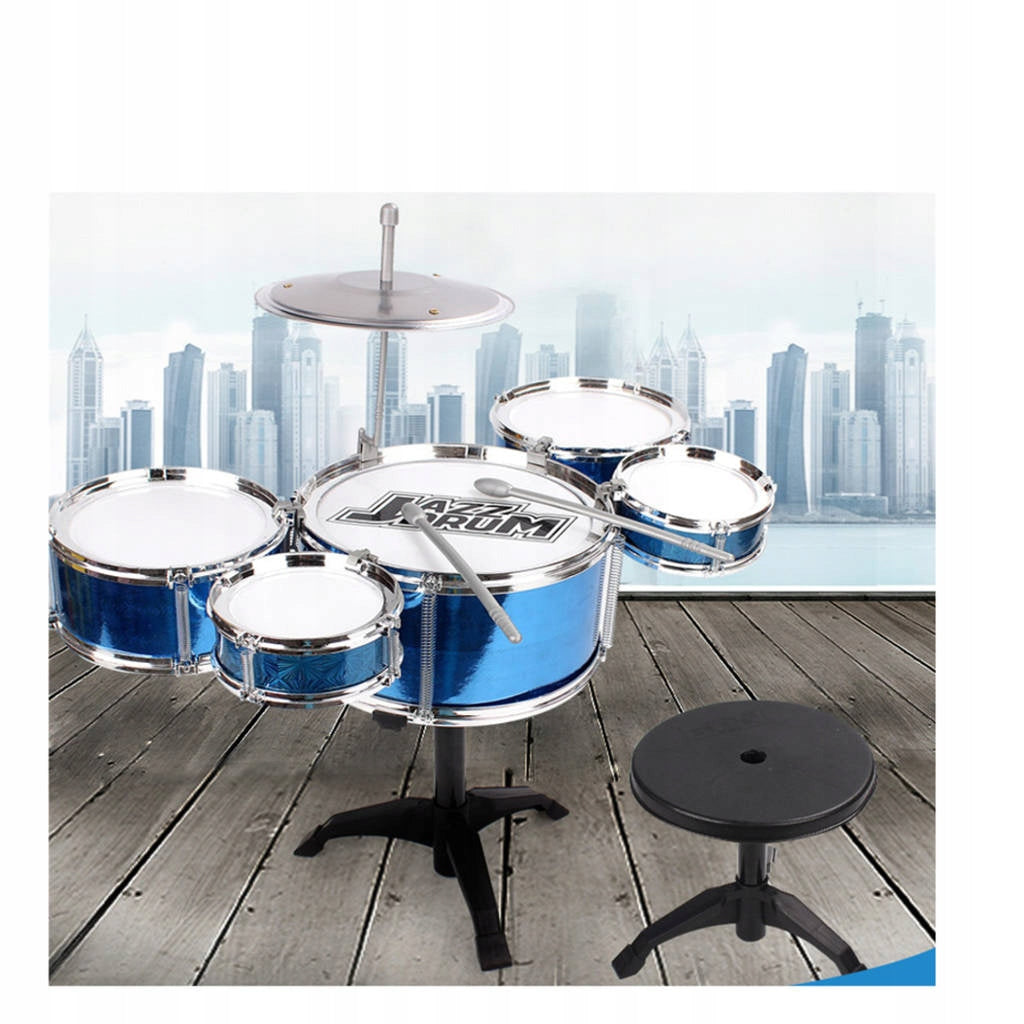 DRUMS WITH STOOL 5 DRUMS STICK PLATE Set DRUMS Highchair Packaging status original