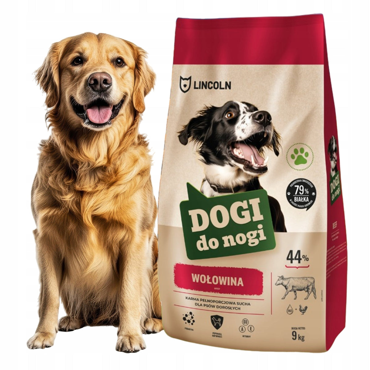DRY DOG FOOD BEEF 9KG PREMIUM NATURAL HIGH QUALITY GOLDEN